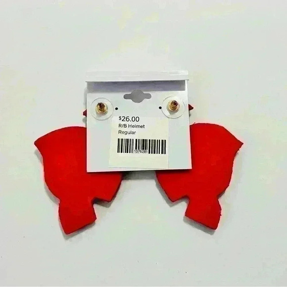 Red & Black Football Helmet Earrings - Picture 2 of 2
